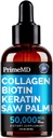 Liquid Collagen Peptides for Women - Serum Complex with Biotin Vitamin, Hydrolyzed Keratin Protein and Saw Palmetto - Comprehensive Formula for Hair, Skin, and Nails Wellness - 2fl oz (Pack of 1)