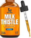 Milk Thistle for Dogs and Puppies for Dog Digestive Support – Milk Thistle Supplement for Cats and Kittens – Liver Support – Super Beef Flavor – 1 + 1 Oz Super Offer