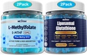 L-MethylFolate 15mg & Methyl B12 Gummies + 1100mg Liposomal Glutathione Gummies for Women