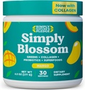 Simply Blossom Nutrition Daily Greens & Superfood Powder + Collagen + Probiotics for Women's Digestive Health & Bloating Relief. Help Your Health Bloom - 30 Day Supply - Mango