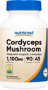 Nutricost Cordyceps Mushroom Capsules 1100mg, 45 Serv - CCOF Certified Made with Organic, Vegetarian, Gluten Free, 550mg Per Capsule (90 Capsules)