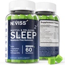 NEVISS Melatonin Free Sleep Aid Gummies for Adults - Magnesium Glycinate Gummies | GABA, L-Tryptophan, Magnesium, Ashwagandha - Non-Habit Forming, Help for Deep Relaxation - Vegan, Lemon Flavor, 1Pack