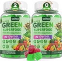 Super Greens Gummies, Greens Superfood Powder Alternative w/Spirulina, Chlorella, Prebiotic Fiber, Probiotic, Fruit Veggie, Daily Fruit Vegetable for Digestive & Gut Health, Immunity, Focus, 120 Cts