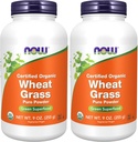 NOW Supplements, Certified Organic and Non-GMO, Wheat Grass Powder, Green Superfood, 9-Ounce (Pack of 2)