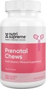 Nutri Supreme Prenatal Vitamin, Chewable Prenatal Vitamins for Women with 800 MCG of Folate, Complete Pregnancy Multivitamin with Iron, Kosher, Cherry Flavor, 90 Count