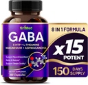 GriMed GABA 16,280mg - X15 Power with 5-HTP, L-Theanine, Magnesium, Ashwagandha - Relax & Restore, Support Sleep Well - Made in USA (150 Count (Pack of 1))