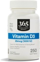 365 by Whole Foods Market, Vitamin D3 1000 IU, 250 Count