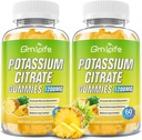 Potassium Citrate Gummies, High Potassium Supplement Gummies 1200mg Support Leg Cramps & Muscle Health, for Adults & Kids, Vegan, Pineapple Flavor 120 Count