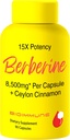 Berberine Supplement 15X Potency, Ceylon Cinnamon for Enhanced Absorption & Synergistic Effects. 8,500mg Per Capsule