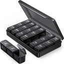 PULIV Pill Organizer 3 Times a Day in Black Color for Privacy Protection, Portable Weekly Pill Box 7 Day for Travel, Large Light-Proof Pill Case for Vitamins, Medications, Supplements and Fish Oils