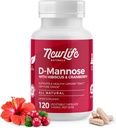NewLife Naturals D-Mannose Capsules | w/Cranberry and Hibiscus Extracts | Natural Urinary Tract Health Supplement | 1400mg Pure Veggie Powder | 120 Veggie Capsules