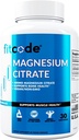 Fitcode Magnesium Citrate Capsules 400mg - Muscle and Bone Health Magnesium Supplement with Pure Magnesium Citrate for Muscle Relaxation & Bone Strength - 60 Veggie Magnesium Capsules for Heart Health