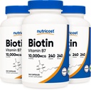 Nutricost Biotin (Vitamin B7) 10,000mcg, 240 Caps (3 Bottles) - Non-GMO, Gluten Free