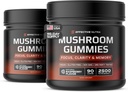 EFFECTIVE NUTRA Mushroom Gummies 2500mg | 10 Blend w/Lions Mane, Reishi, Chaga, Cordyceps & More | Focus, Memory, Immunity, Energy | Natural Berry Flavor Supplement | Vegan, Made in USA (2-Pack)