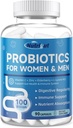 Probiotics for Women-Men Digestive Health with 100 Billion CFUs, Womens-Mens Probiotics for Immune Support and Gut Health with Prebiotics, multivitamin, 90 Veggie Caps (45 Days Supply)