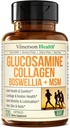 Glucosamine Chondroitin MSM with Hydrolyzed Collagen Peptides - Joint Support Supplement with Quercetin, Bromelain & Boswellia Extract - Collagen pills for Hair Skin Nails - FSA Eligible 120 Caps