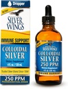 Natural Path Silver Wings Colloidal Silver Liquid - Enhanced Immune Support Supplement - 250ppm (1250mcg) - 4oz Dropper