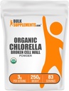 BulkSupplements.com Organic Chlorella Powder - Broken Cell Wall, Green Superfood Powder, Chlorella Supplement - Gluten Free, 3g per Serving, 250g (8.8 oz) (Pack of 1)