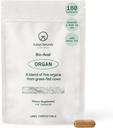 Adapt Naturals Organ Supplement, Bioavailable Grass Fed Beef Liver Capsules, Blend of Liver, Heart, Kidney, Pancreas & Spleen, Support Liver Cleanse Detox & Repair | Source of CoQ10-30 Days Supply
