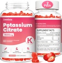 2 Pack Potassium Gummies for Adults Women & Men, Potassium Citrate Supplement, Support Leg Cramps, Muscle Health & Electrolyte Balance, Sugar Free, Organic, Vegan, Strawberry, 120 Cts