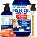 Omega 3 Fish Oil for Dogs - Better Than Salmon Oil - Skin and Coat Defense Liquid Supplement for Allergy Relief - High EPA & DHA for Shedding, Mobility, Itching, Joint & Bone Health Support - 16 FL OZ