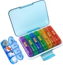 MURRI&MURRDI Pill Organizer 4 Times a Day, Daily Pill Box Large Weekly Medicine Case 7 Day Pill Dispenser Holder for Pills, Vitamins, Fish Oils, Medications, Supplements (28 Cells, Multicolored)