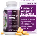 Relieve-fx™ DLPA Boswellia Turmeric and Ginger Supplement, Stress Relief, Heart, Digestion, Muscle Cramp, Joint, Inflammation Health, Vitamin B6 P5P, Boswellic Acid, Curcumin with Black Pepper - 90ct