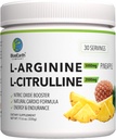 L-Arginine 5000mg + L-Citrulline 2000mg Complex Powder Supplement - Nitric Oxide Booster - Heart Health, Circulation, Energy & Endurance - 30 Servings (Pineapple)