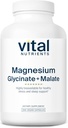 Vital Nutrients Magnesium Glycinate + Malate | 120mg Vegan Magnesium Supplement for Women and Men | Muscle, Heart, Bone Support* | Promotes Relaxation | Gluten, Dairy and Soy Free | 200 Capsules