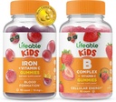 Lifeable Iron & Vitamin C Kids + B Complex Kids, Gummies Bundle - Great Tasting, Vitamin Supplement, Gluten Free, GMO Free, Chewable Gummy
