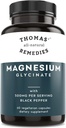 Thomas' all-natural Remedies Magnesium Glycinate Supplements, High Absorption, Dietary Supplements for Muscle and Bone Support, Non-GMO, No Fillers, 60 Vegan Capsules 500mg per Serving